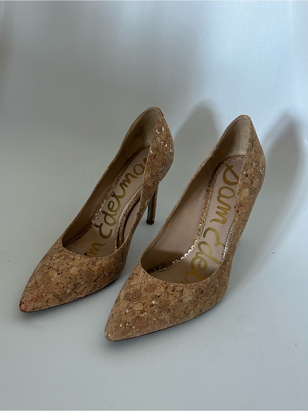 Sam Edelman Cork-Textured Pointed-Toe Stiletto Pumps - Tan